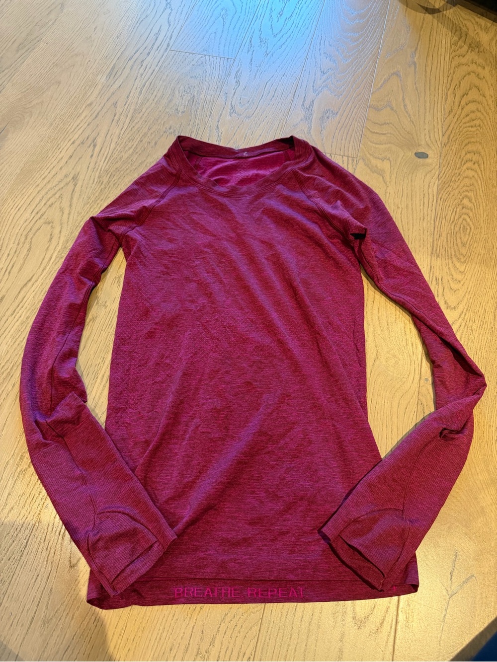 lululemon athletica long sleeve crew top in berry red